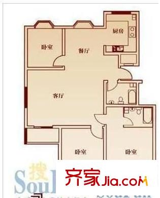 浮山后一小區(qū) 4室 戶型圖