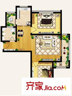 深港城一期4-8#、13-14#高層A戶型 2室2廳1衛(wèi)1廚