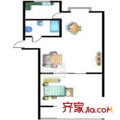 瑞?；▓@(開發(fā)區(qū))戶型圖1#17# 1室2廳1衛(wèi)