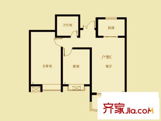 中南海灣新城戶型圖7/8號樓標(biāo)準(zhǔn)層C戶型 2室2廳2衛(wèi)