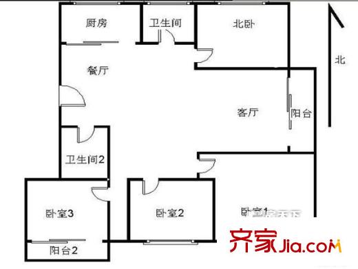 百通馨苑戶型圖4室戶型圖 4室2廳2衛(wèi)1廚