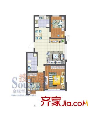 廣華海岸陽光戶型圖3室2廳1衛(wèi)