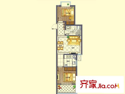 花好月圓戶型圖3號樓C3戶型 2室2廳1衛(wèi)