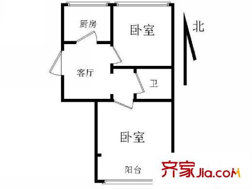 錯埠嶺三小區(qū) 2室 戶型圖