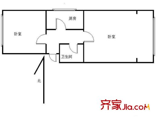 錯埠嶺三小區(qū)2室 戶型圖