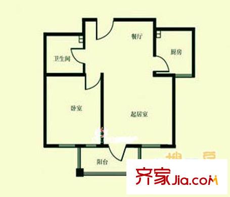 錯埠嶺三小區(qū) 1室 戶型圖