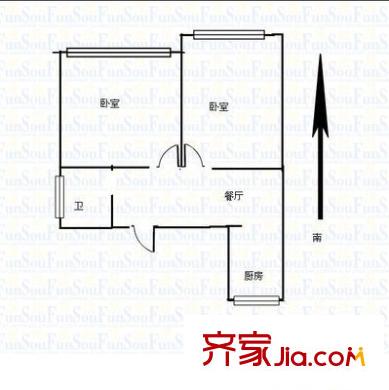 錯(cuò)埠嶺三小區(qū) 2室 戶型圖