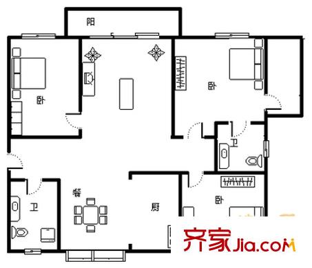 海韻嘉園 3室 戶型圖