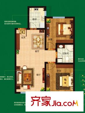 海爾鼎世華府C區(qū)4#、8#、9#T3戶型 2室1衛(wèi)1廚