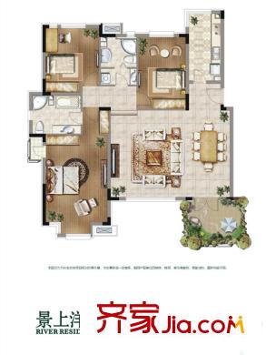 萬科生態(tài)城戶型圖寬岸2#、6#、10號樓C戶型 3室2廳2衛(wèi)1廚