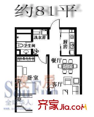 千禧龍花園戶型圖標(biāo)準(zhǔn)層一居室 1室2廳1衛(wèi)