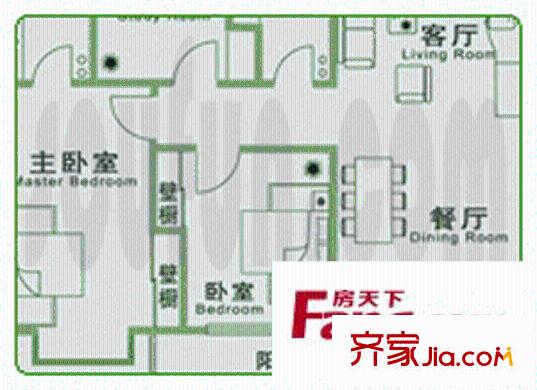 千禧龍花園戶型圖標(biāo)準(zhǔn)層三居室 3室2廳2衛(wèi)1廚