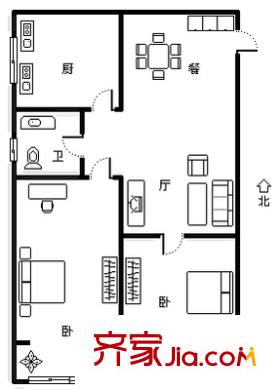 四方實(shí)驗(yàn)小區(qū)戶型圖 2室戶型圖 2室1廳1衛(wèi)1廚