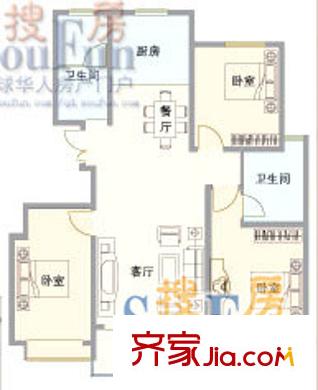 海信靜湖瑯園戶型圖闊景3室 3室