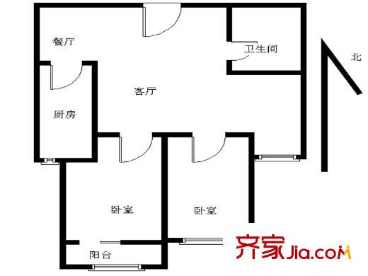 福安小區(qū)2室 戶型圖