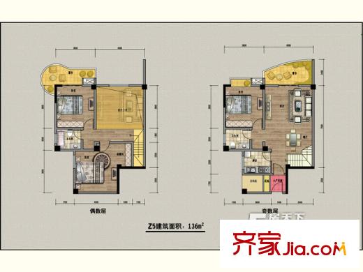 美林西岸1#Z5戶型  3室2廳2衛(wèi)1廚
