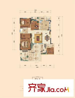 樹高威尼斯城D1戶型 4室2廳2衛(wèi)1廚