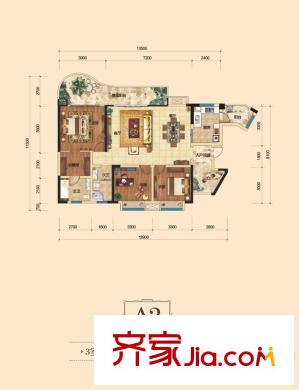 樹(shù)高威尼斯城A2戶型 3室2廳2衛(wèi)1廚