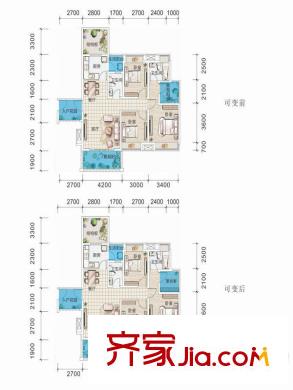 英酈莊園?曼城F2戶型 3室2廳2衛(wèi)1廚