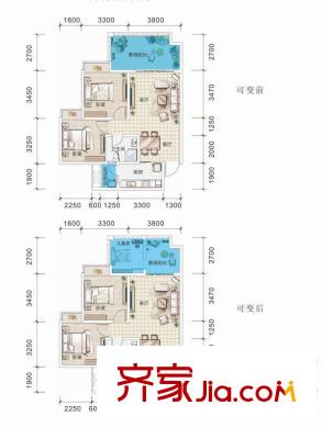英酈莊園?曼城F3戶型 2室2廳1衛(wèi)1廚