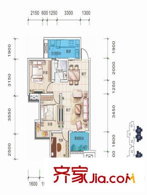 英酈莊園?曼城I3戶型 3室2廳1衛(wèi)1廚