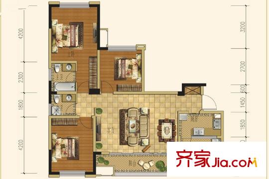三江國際麗城C區(qū)瀾岸C區(qū)瀾岸G戶型 3室2廳2衛(wèi)1廚