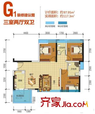 卓信金楠天街戶(hù)型單-G1戶(hù)型 