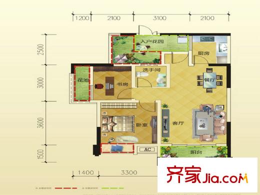 東城尚品B1 2室2廳1衛(wèi)1廚