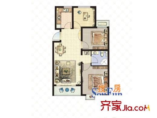 李滄萬達(dá)廣場戶型圖一期8#、9#樓B戶型 3室2廳1衛(wèi)