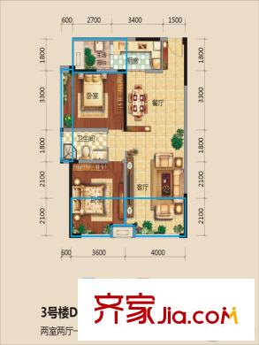 三匯玫瑰花城D4 2室2廳1衛(wèi)1廚