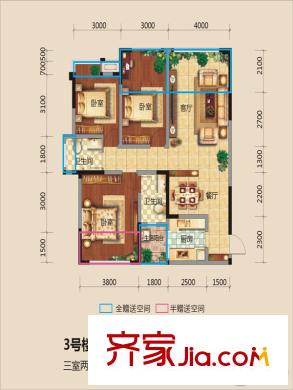 三匯玫瑰花城D1 3室2廳2衛(wèi)1廚