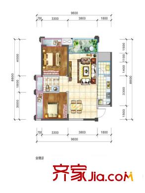 陽光?西雅圖A1 2室2廳1衛(wèi)1廚