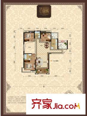 綿陽CBD萬達(dá)廣場3棟3單元4-31層4號偶數(shù)層戶型圖 3室2廳2衛(wèi)1廚
