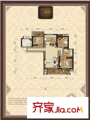 綿陽CBD萬達廣場3棟3單元4-31層1號戶型圖 3室2廳1衛(wèi)1廚