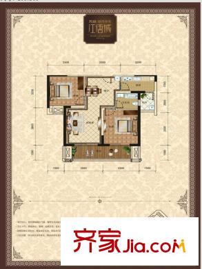 綿陽CBD萬達廣場3棟1單元5-31層5號戶型圖 2室2廳1衛(wèi)1廚