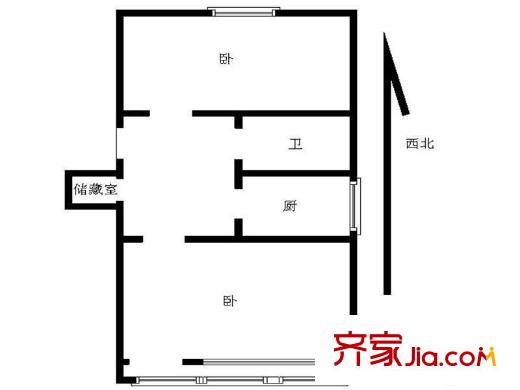 錯埠嶺五小區(qū)2室 戶型圖
