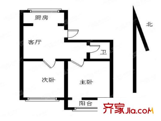 錯(cuò)埠嶺五小區(qū) 2室 戶型圖