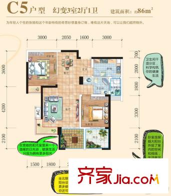 九洲?又一城戶型單頁C5 3室2廳1衛(wèi)1廚