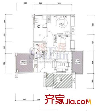 文泉翠滿庭戶型圖C3戶型 2室1廳2衛(wèi)1廚