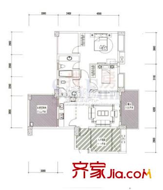 文泉翠滿庭戶型圖C2(C4)戶型 2室1廳2衛(wèi)1廚