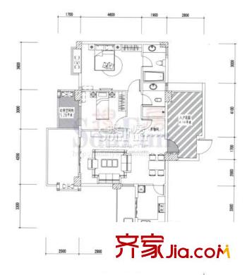 文泉翠滿庭戶型圖B3戶型 2室2廳2衛(wèi)1廚