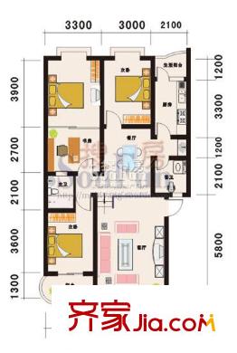 芙蓉山莊戶型圖C戶型 3室2廳2衛(wèi)1廚