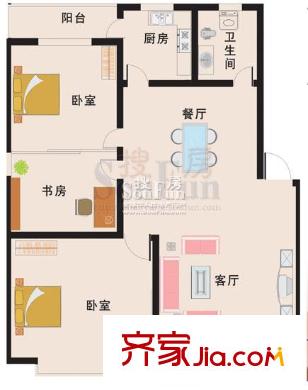 芙蓉山莊戶型圖戶型圖 3室2廳1衛(wèi)1廚