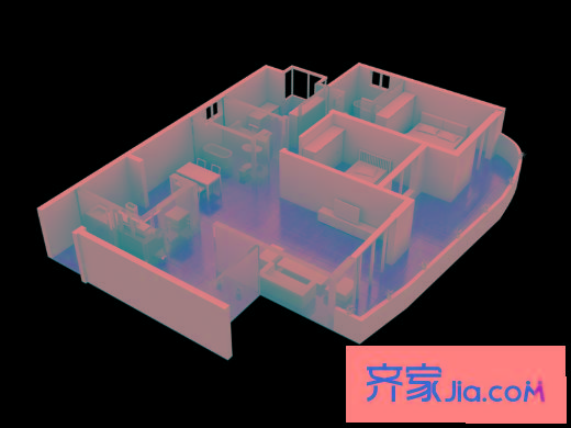 凱信水韻濱江戶型圖P-變 3室2廳2衛(wèi)