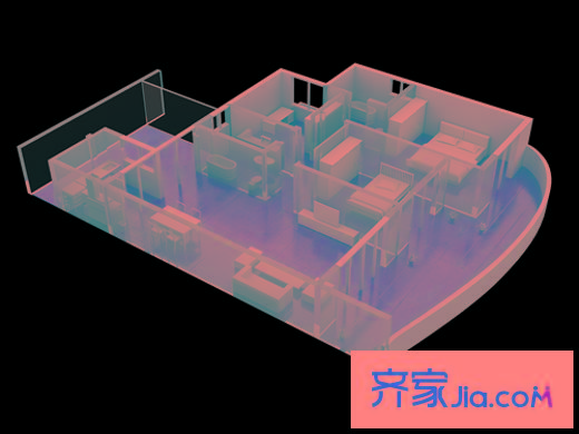 凱信水韻濱江戶型圖A-變 3室2廳2衛(wèi)1廚