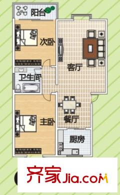 凝祥曉月戶型圖C 2室2廳1衛(wèi)