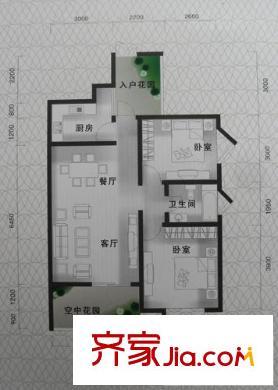 晶藍尚城戶型圖A4-B2 2室2廳1衛(wèi)
