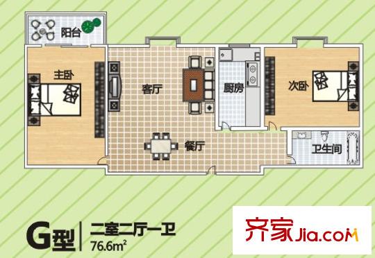 凝祥曉月戶型圖G 2室2廳1衛(wèi)