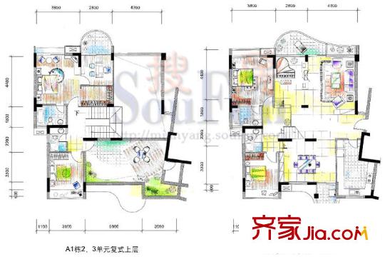 鴻越瑞平方米花園戶型圖A1棟復(fù)式 5室2廳4衛(wèi)1廚