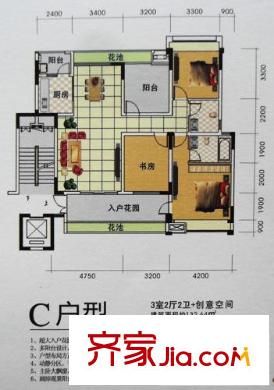 卓信龍嶺戶型圖C 3室2廳2衛(wèi)